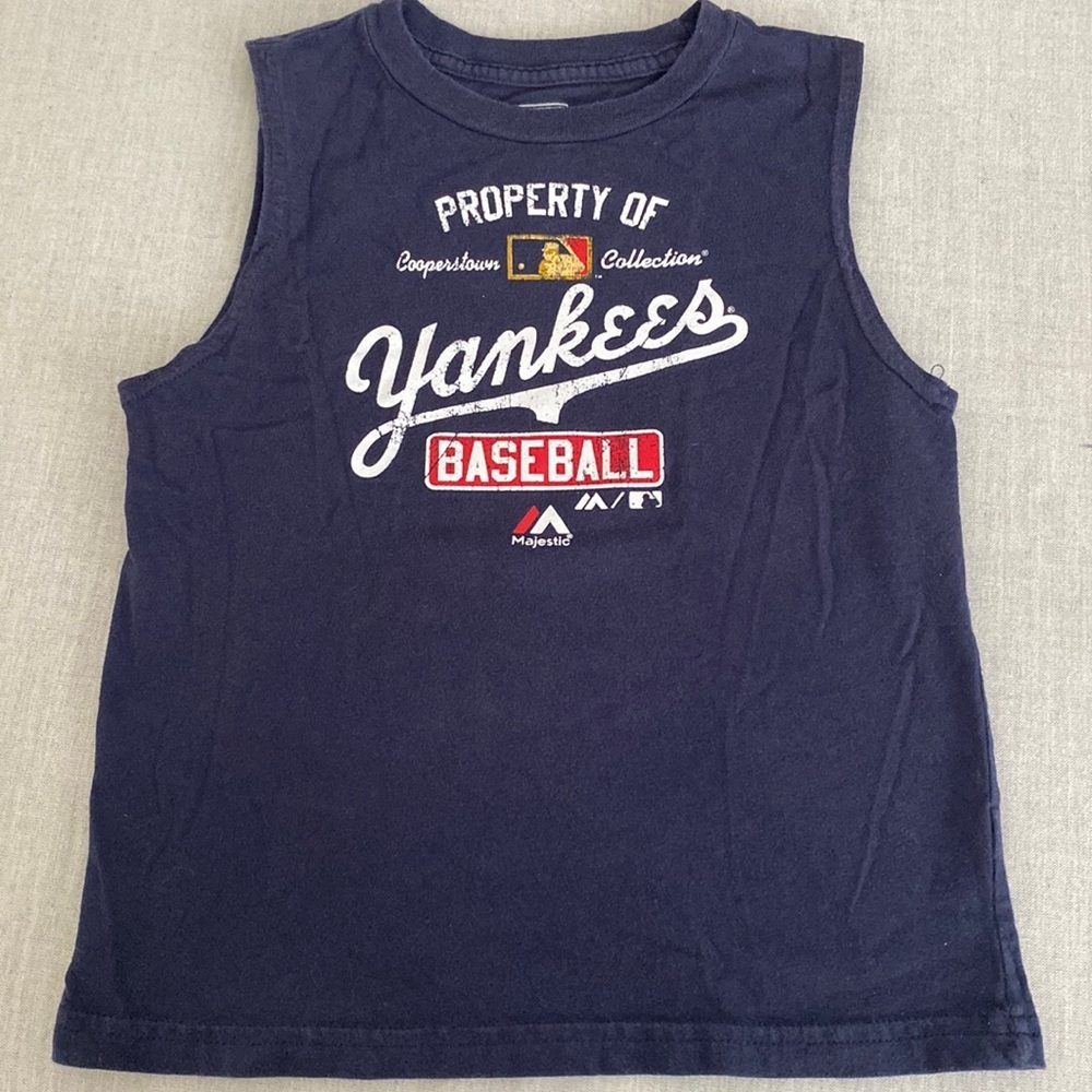 Yankees Tank Top Size 5/6 Cooperstown Collection Majestic Navy